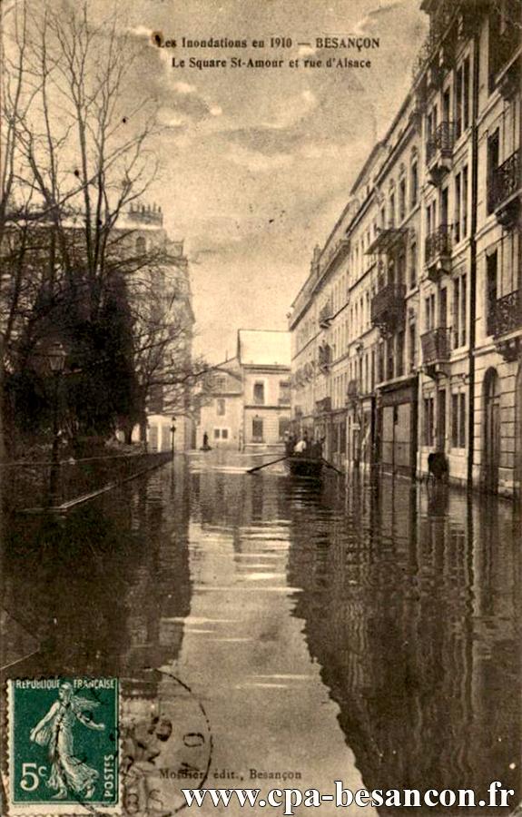 Les Inondations en 1910 - BESANÇON - Le Square St-Amour et rue d'Alsace